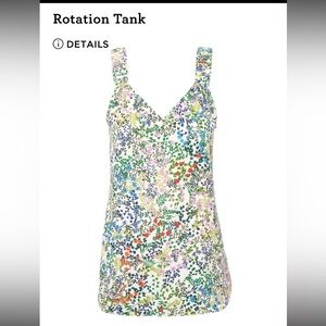 CAbi #5917 Rotation Tank Blue‎ Green Red Blue Purple Floral Tank Top Sz L